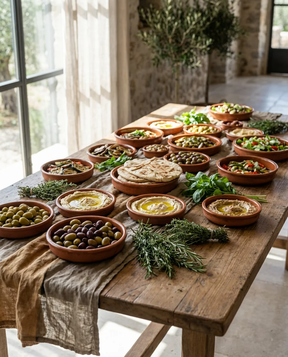 Mediterranean Mezze Spread with Terracotta Accents 1