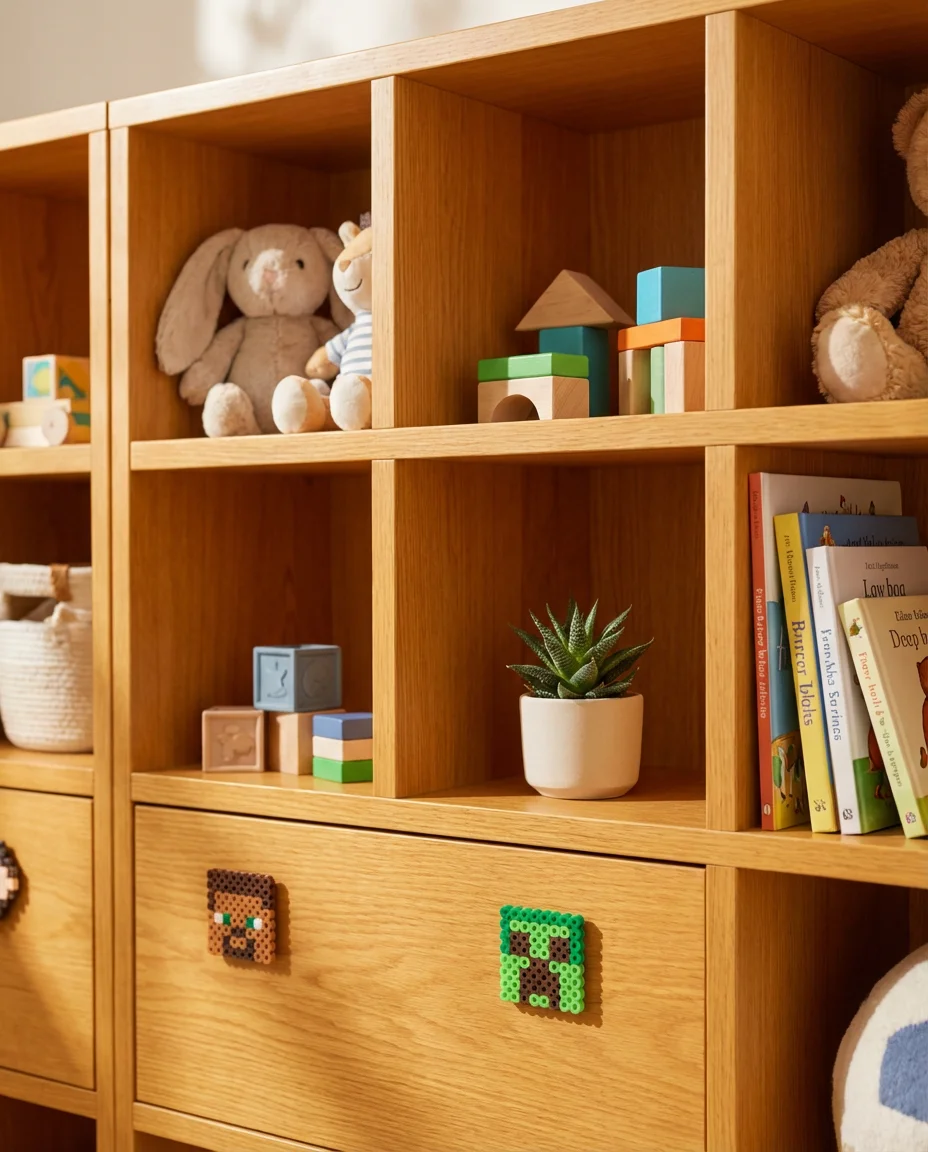 Minecraft-Inspired Storage Walls for Kids Rooms 2