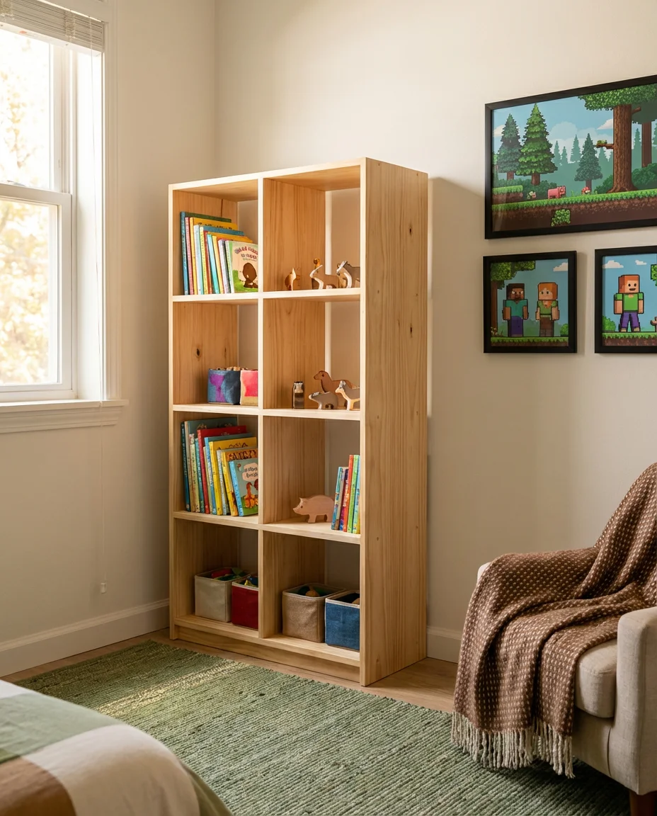 Minecraft-Themed Kids Bedroom Bookshelf 1
