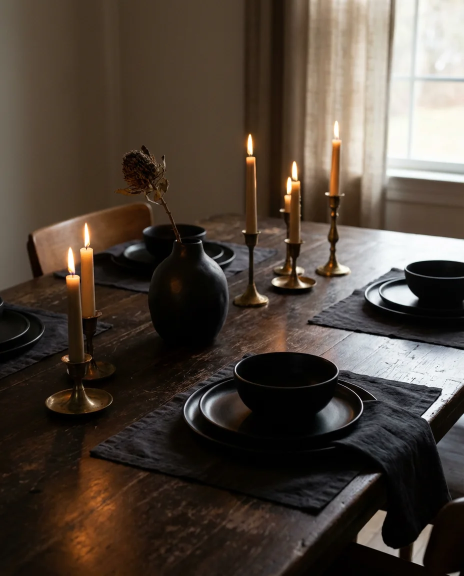 Moody Black Table Setting for Dramatic Dinners 1
