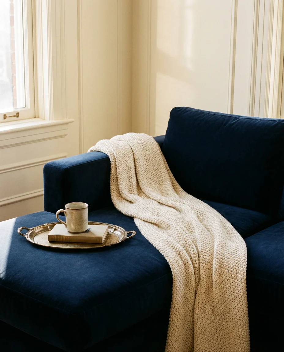 Navy and Cream Two-Tone Sectional Styling 2