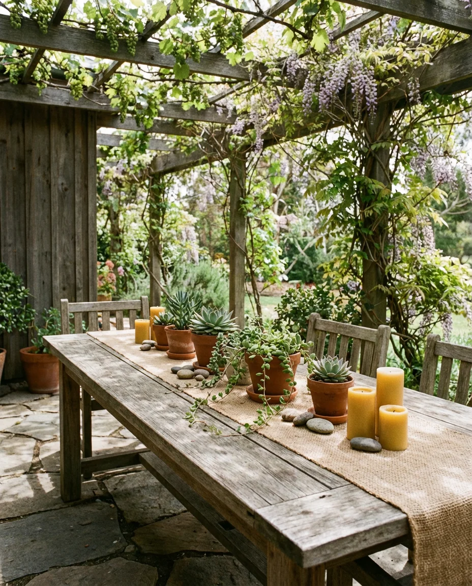 Outdoor Dining Table Decor with Natural Elements 1