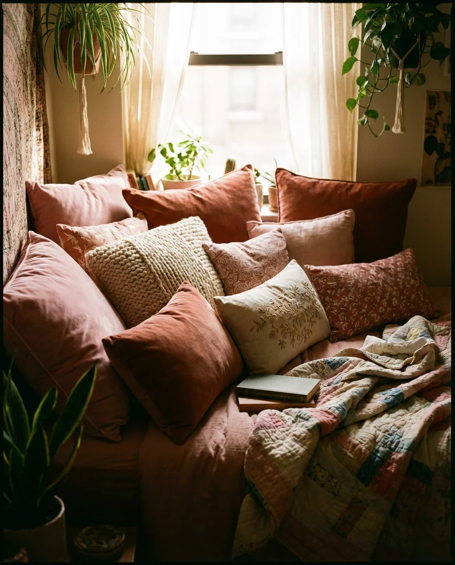 Pink Boho Maximalist Bedding Stack 2