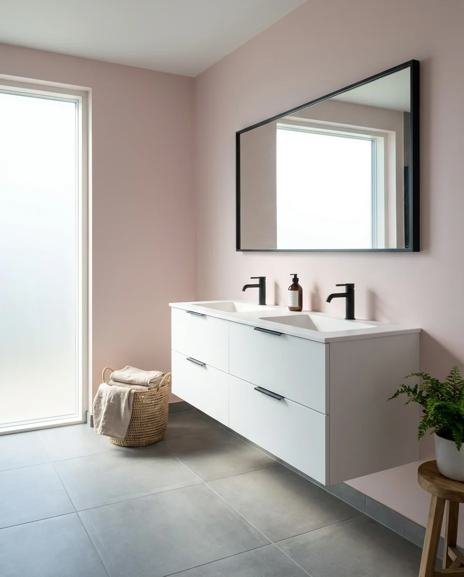 Pink and Grey Minimalist Modern Bathroom 1