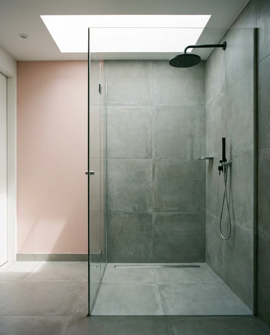 Pink and Grey Minimalist Modern Bathroom 2