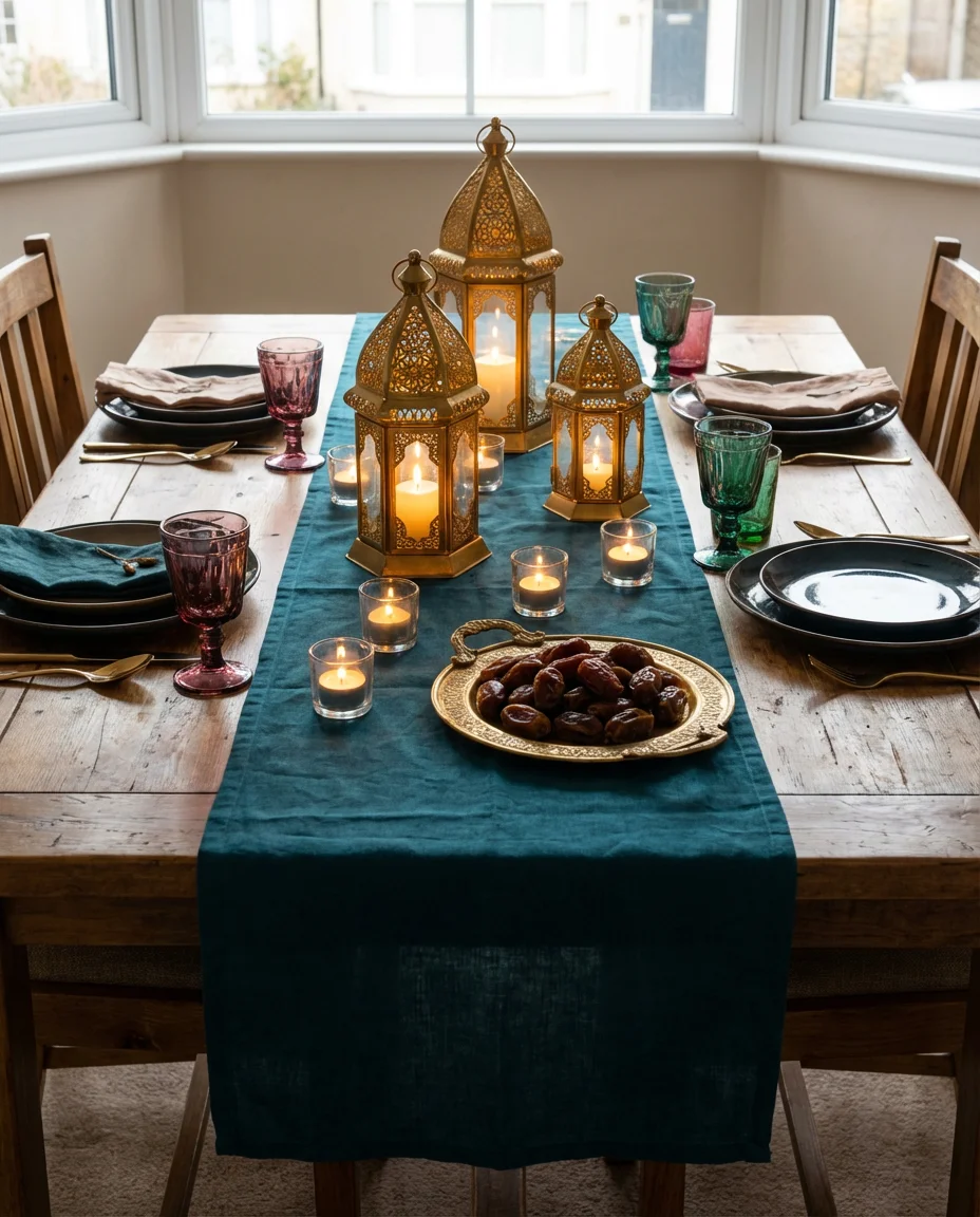Ramadan Table Decor with Lanterns and Gold Accents 1