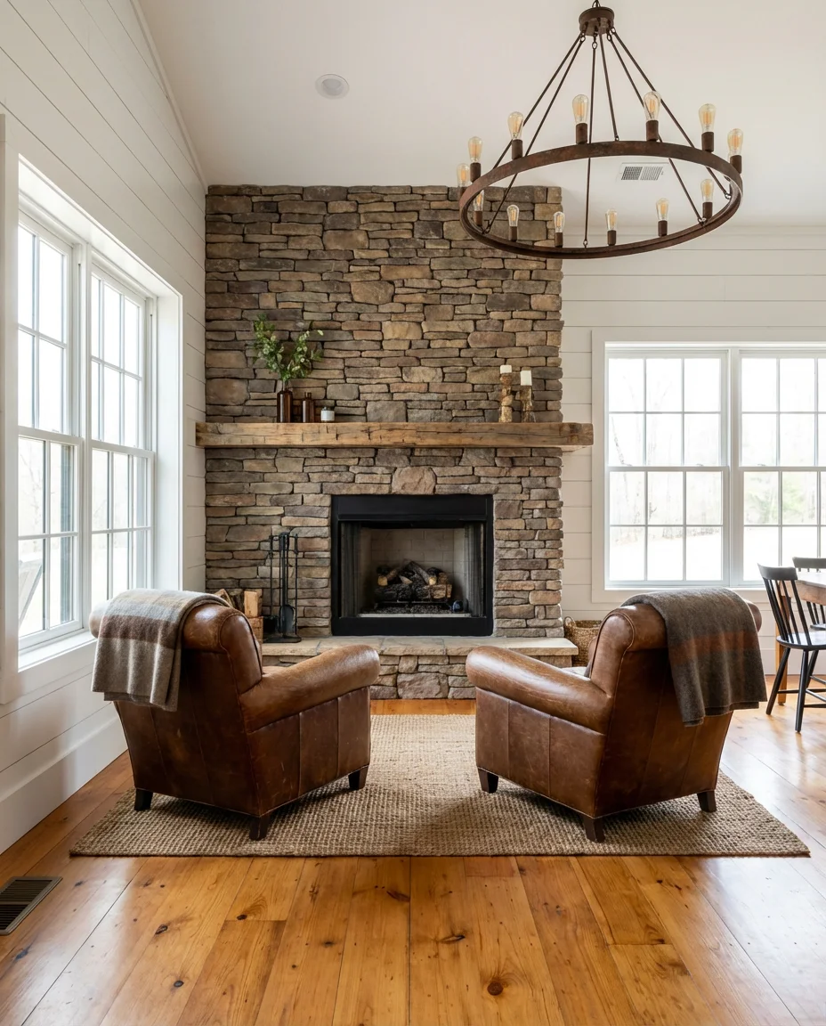 Rustic Interiors With Shiplap and Stone 1