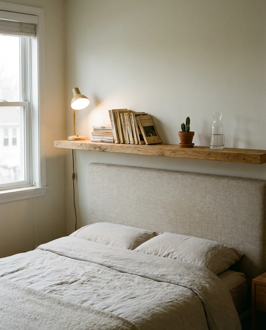 Small Bedroom Wall Shelf Above the Headboard 1