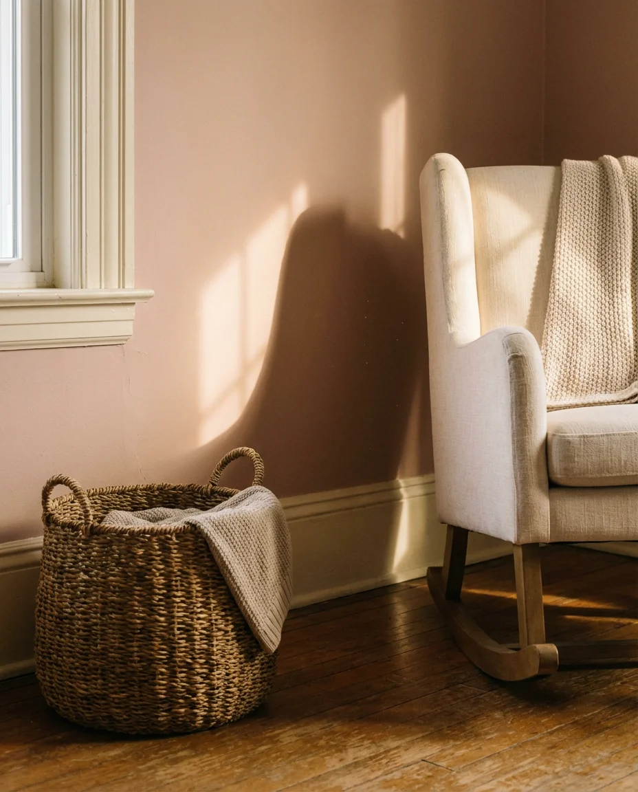 Soft Blush Walls With Warm Ivory Trim 2