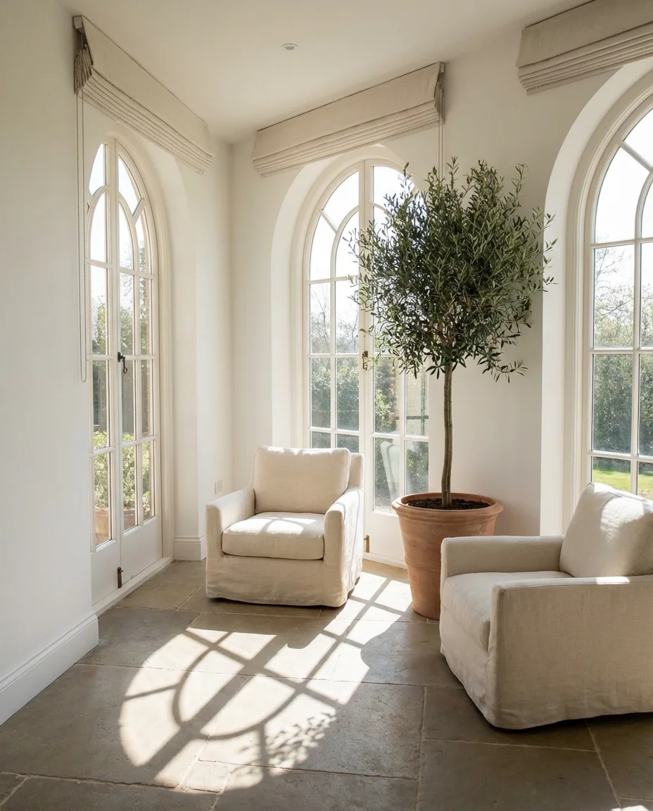Sunroom Inspiration With Arched Windows and Drama 1