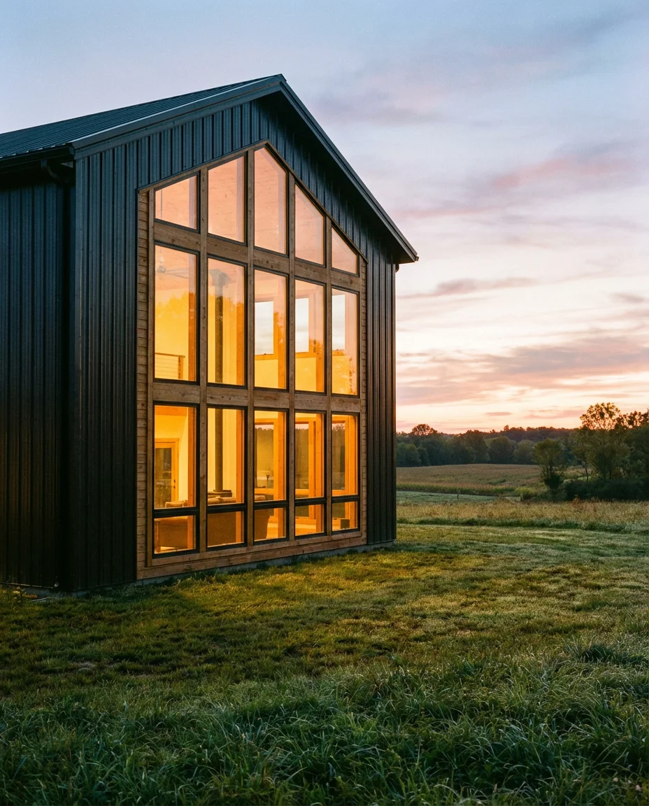 Two-Story Barndominium With Floor-to-Ceiling Windows 2