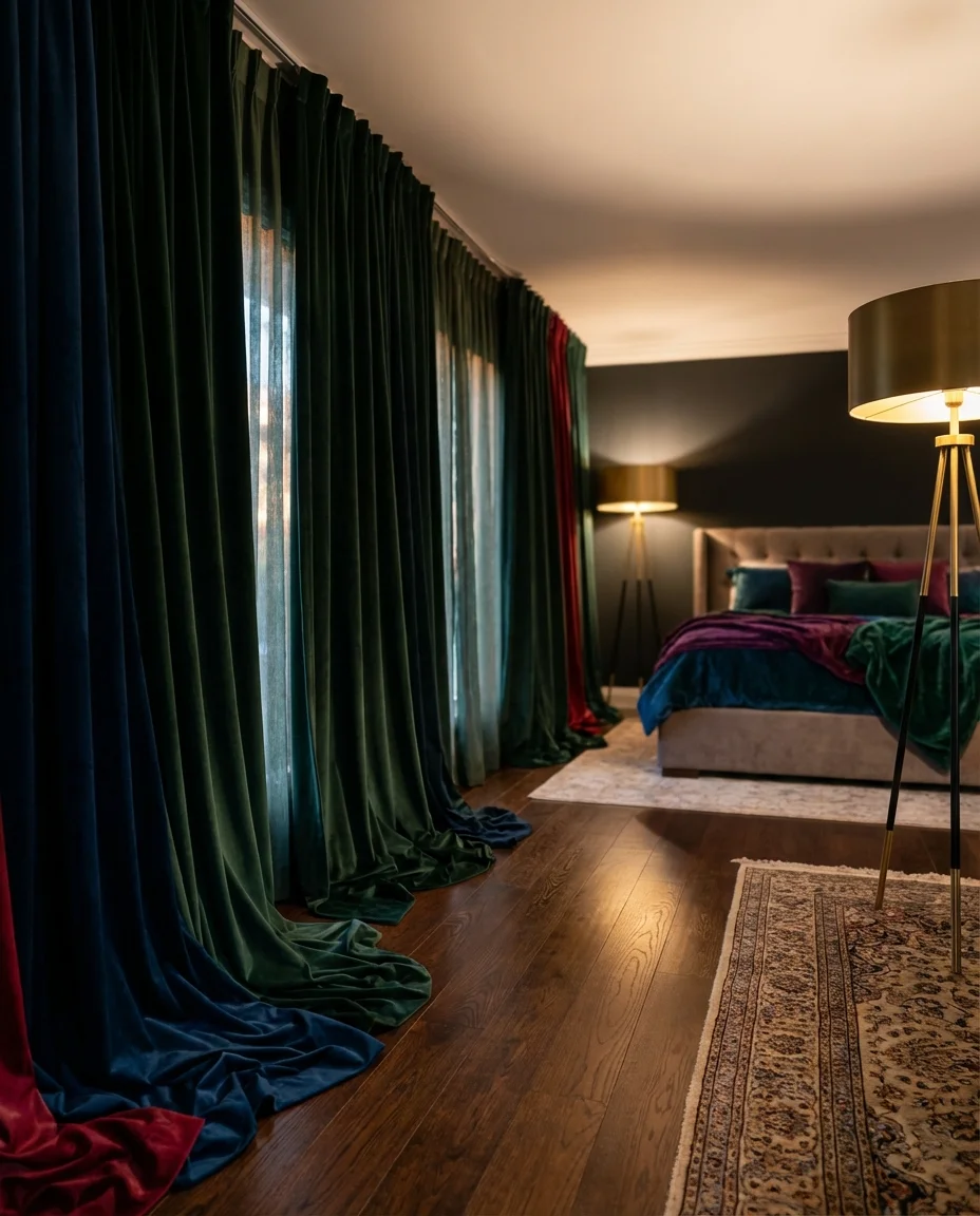 Velvet Curtains for a Moody Master Bedroom 1