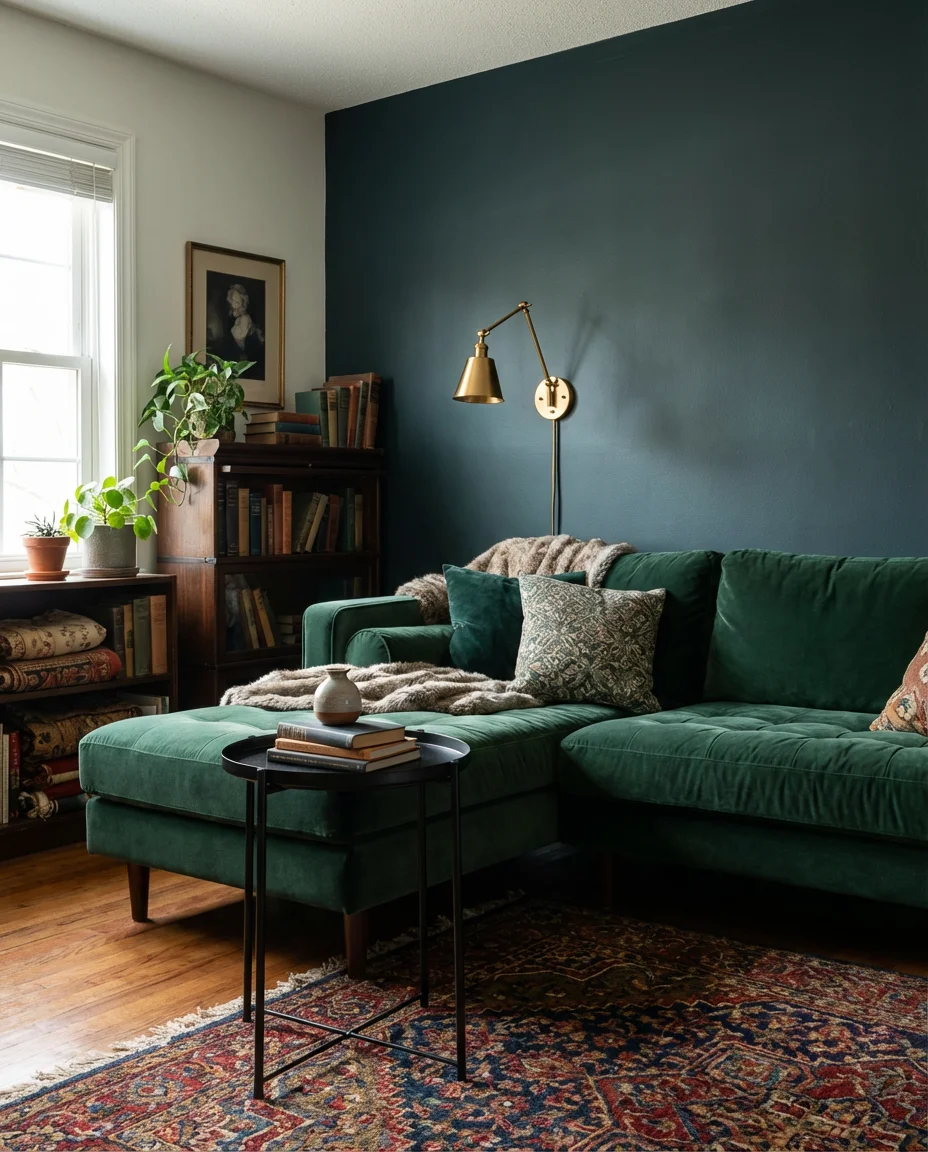 Velvet Sectional in Deep Jewel Tones 1