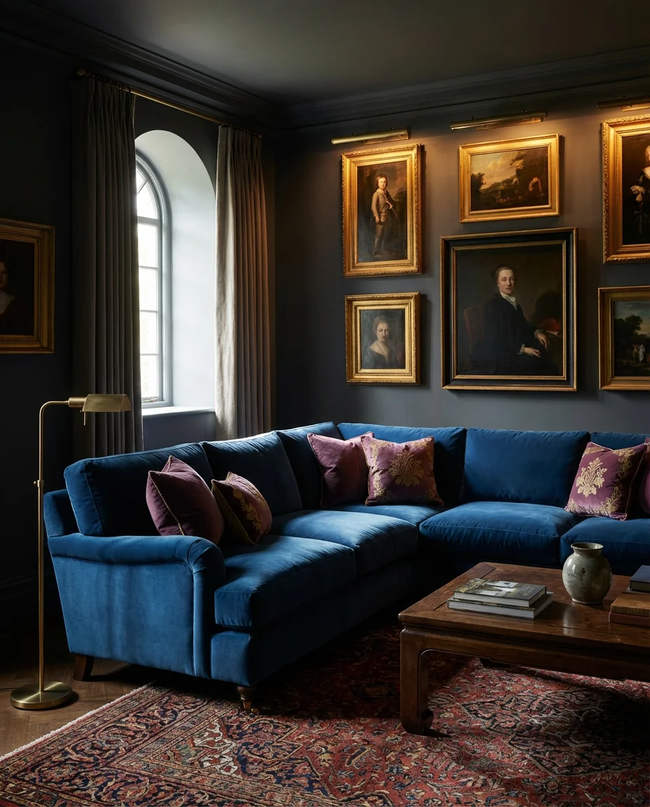 Velvet Sectional in Deep Jewel Tones 2