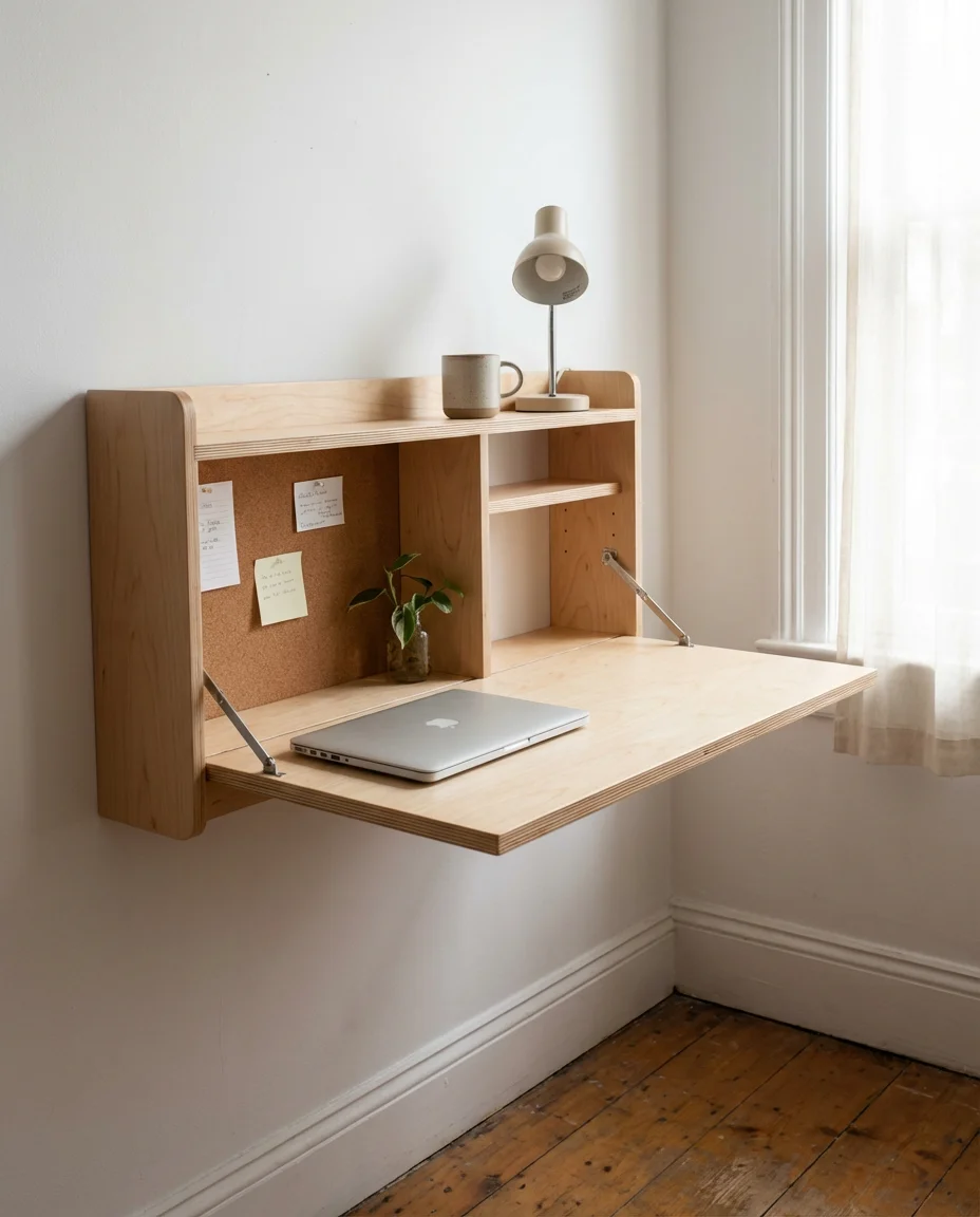 Wall-Mounted Folding Desks for Tiny Home Offices 2