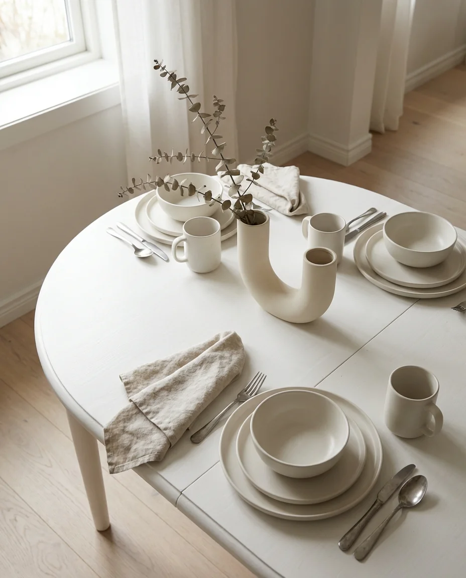 White Minimalist Table Decor for Clean Aesthetics 1