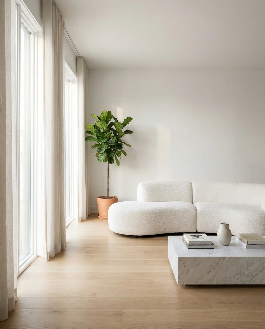 White Sectional with Minimalist Elegance 1