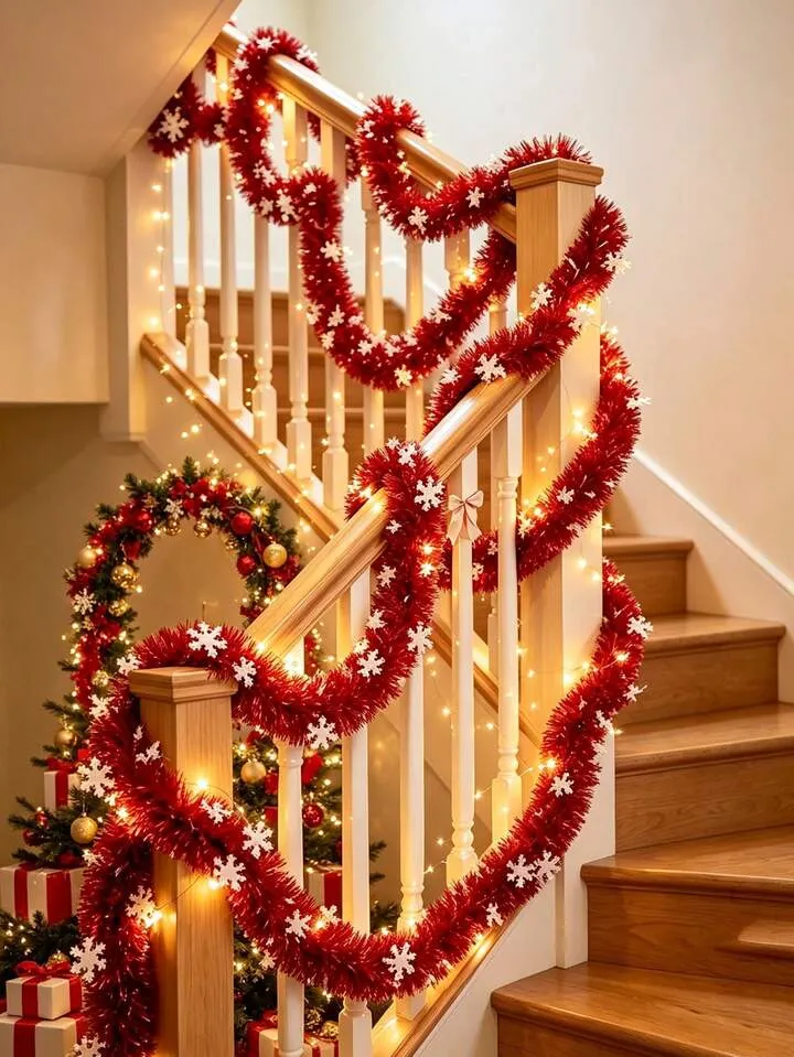 1 Set Christmas Tinsel Garland, Artificial Wreath With Snowflake And  Six-Pointed Star Shape, Thickened Dense Colorful Ribbon Tinsel For Home  Decor, Christmas Tree, Stairs, Porch, Christmas And New Y