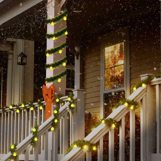 10 ft Pre-lit Christmas Garland,Lighted Artificial Pine Garland with Plug in 30 Count Clear Incandescent Mini Lights, Perfect for Indoor Outdoor Holiday Decorations M - Walmart.com