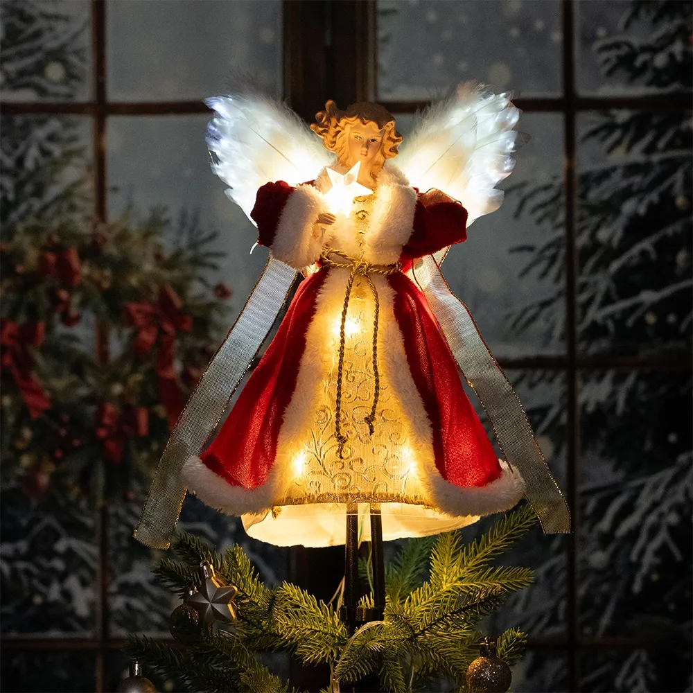 12″ Fiber Optic Angel Christmas Tree Topper with Moving Wings