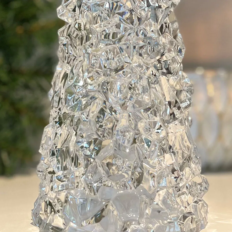12 Inch Clear Acrylic Christmas Cone Tree, Faux Cut Glass Look, Facete - Richards Expo