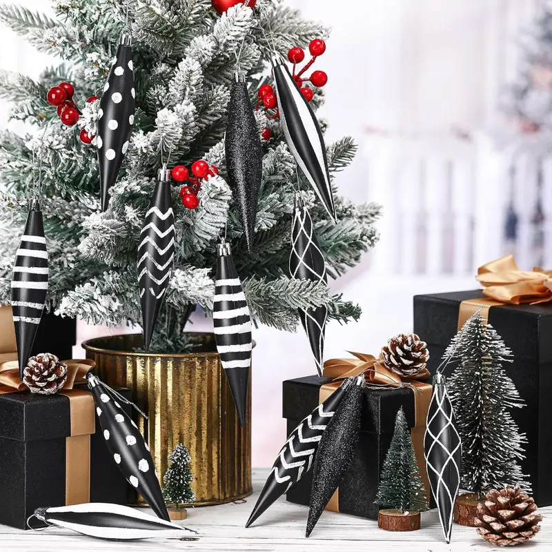 12pcs black white christmas ball ornaments matte glitter - Temu Mauritius