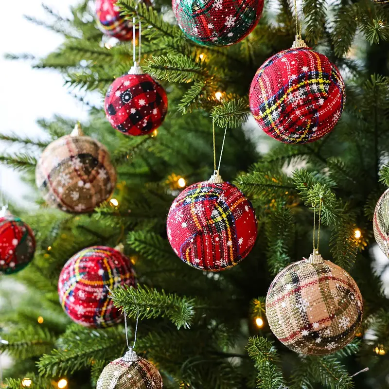 16pcs 9pcs handmade foam checkered fabric christmas balls - Temu Mauritius
