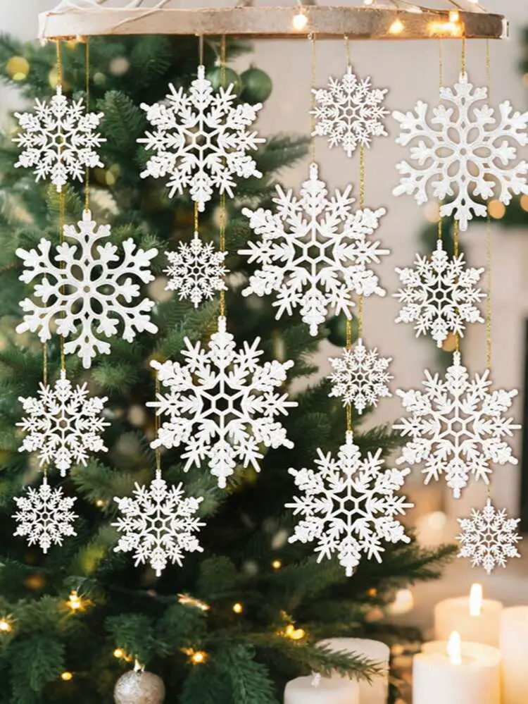 18/1pc Set White Snowflake Hanging Decor, Sequin Plastic Snowflake With  Rope, Christmas Tree Decoration, Winter Wonderland Party Backdrop Decor,  New Year Holiday Home Room Window Wall Display, Holid