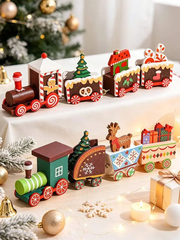 1pc Christmas 4-Section Wooden Train Decoration, Christmas Gift, Christmas  Tree Snowman Bear Design Wooden Train Ornament, 2026 Christmas Decoration,  Christmas Figurine, Christmas Tabletop Decor, ..