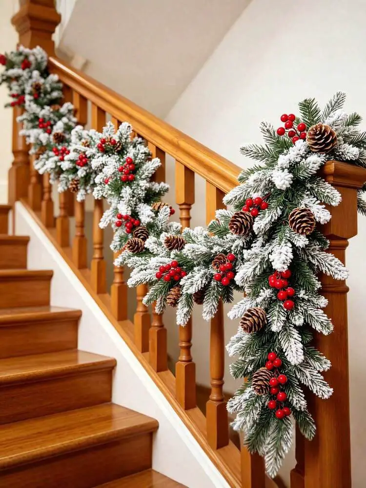 1pc Christmas Red Berry Pine Cone Pine Branch Vine Artificial Greenery,  Suitable For Indoor Or Outdoor Holiday Decoration, Christmas Home Decor  Wall Decoration, Indoor Seasonal Decoration - Product 