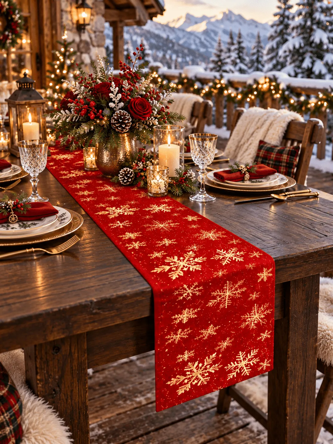 1pc Christmas Table Runner, Red Background With Gold Snowflake Pattern,  Winter Holiday Kitchen Dining Table Centerpiece Decor Cloth, Christmas Home  Party Table Setting for Sale Australia| New Collec