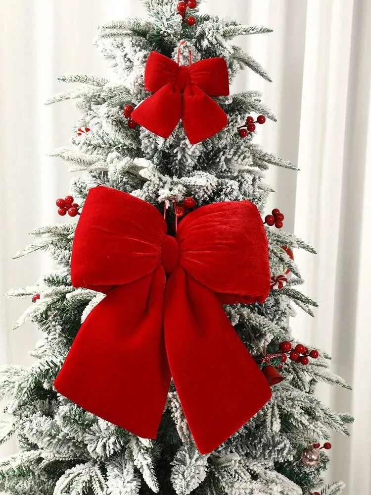 1pc Christmas Tree Decorative Bow, Christmas Tree Hanging Ornament, Holiday Gift Bow, Winter Decoration, Used For Holiday Wreaths, Christmas Decoration, Hair Accessory Decoration, Suitable For Count