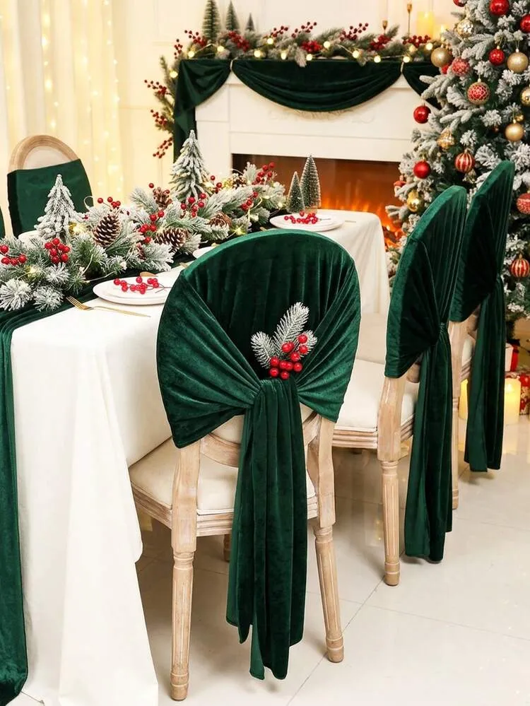 1pc Dark Green Velvet 50*300cm Table Runner, Christmas Thick Soft Table  Cover, Christmas Home Decor, Xmas Decor, Christmas Decor, Christmas Table  Decoration, Winter Home Decor, Holiday Party ...
