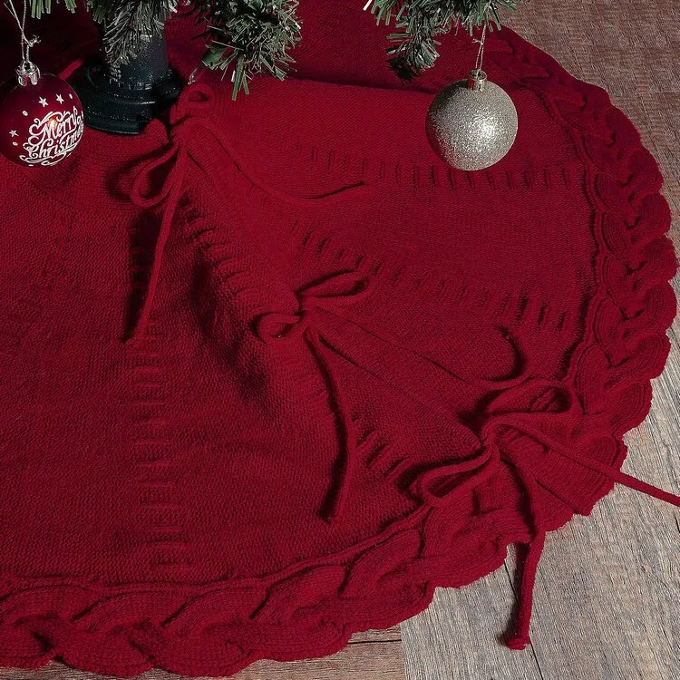 1pc Knitted Christmas Tree Skirt: 48 Inches Cream White Tree Skirt Braided  Cable Knit Thick Rustic Christmas Tree Decorations Farmhouse Christmas  Decor Xmas Holiday Home Party Decorations | SHEIN EU