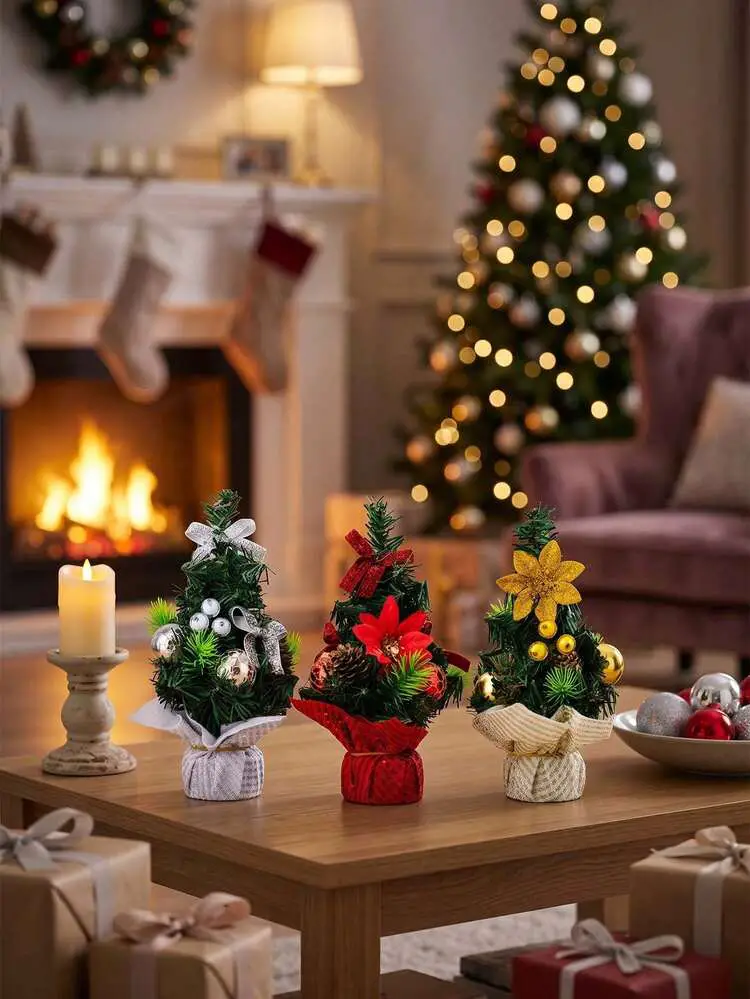 1pc Mini Desktop Christmas Tree, Artificial Small Pine Christmas Tree,  Suitable For Christmas Decoration, Desktop Decor, Home Decor And Room  Decor. Christmas Desktop Bedroom Home Indoor Decoration, 