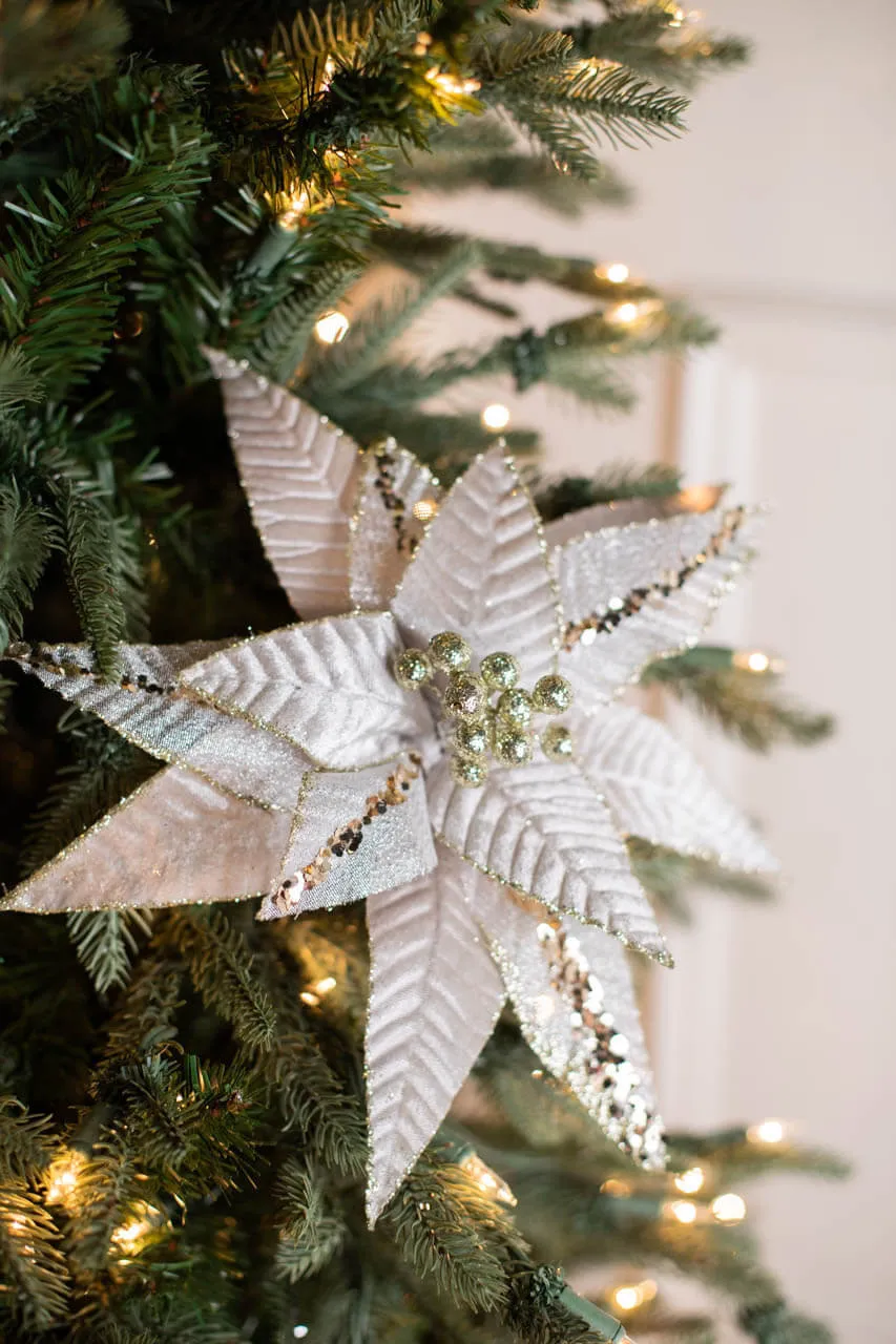 20” x 13' Velvet Sheer Blush Poinsettia Stem