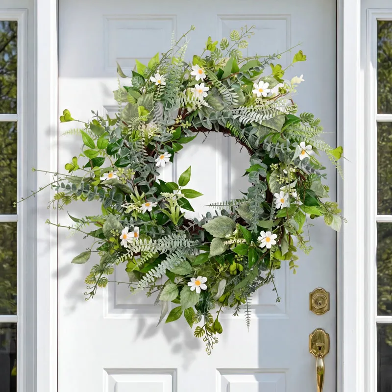24' Artificial Spring Summer Wildflower Berry Foliage Leaves Front Door Wreath Home Wedding Party Decor Ophelia & Co.