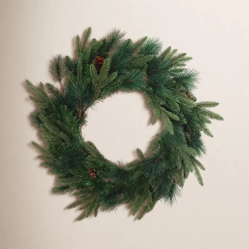 24' Tall Artificial Wreath Pine W Natural Cones Indoor Outdoor Front Door Decor For Christmas