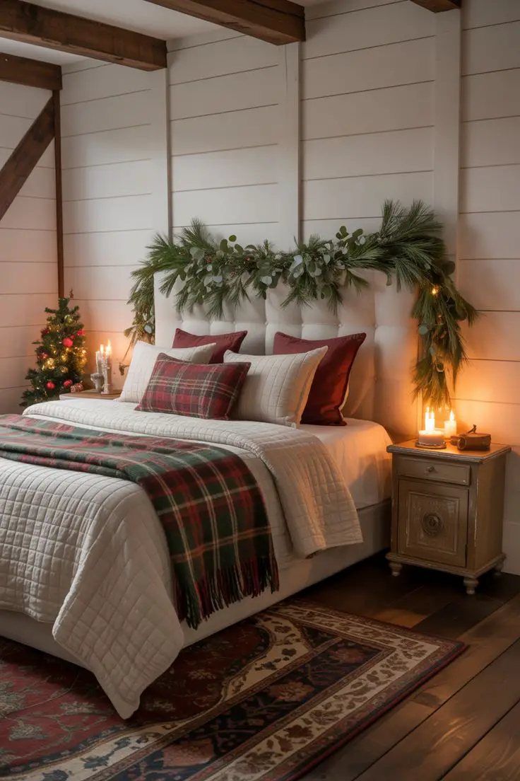 25 Farmhouse Christmas Bedroom Ideas for a Cozy Holiday Home