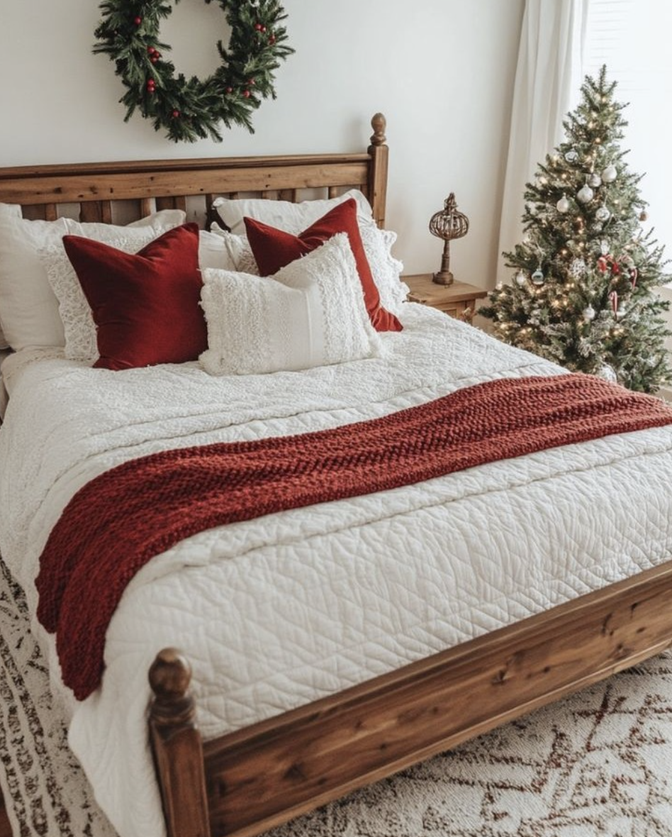 25 Farmhouse Christmas Bedroom Ideas for a Cozy Holiday Home