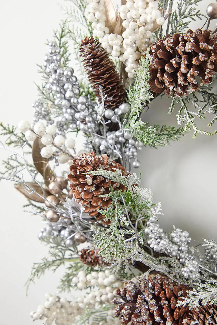 25'H Sullivans Frosted Berry Wreath, Multicolored Winter Wreaths For Front Door