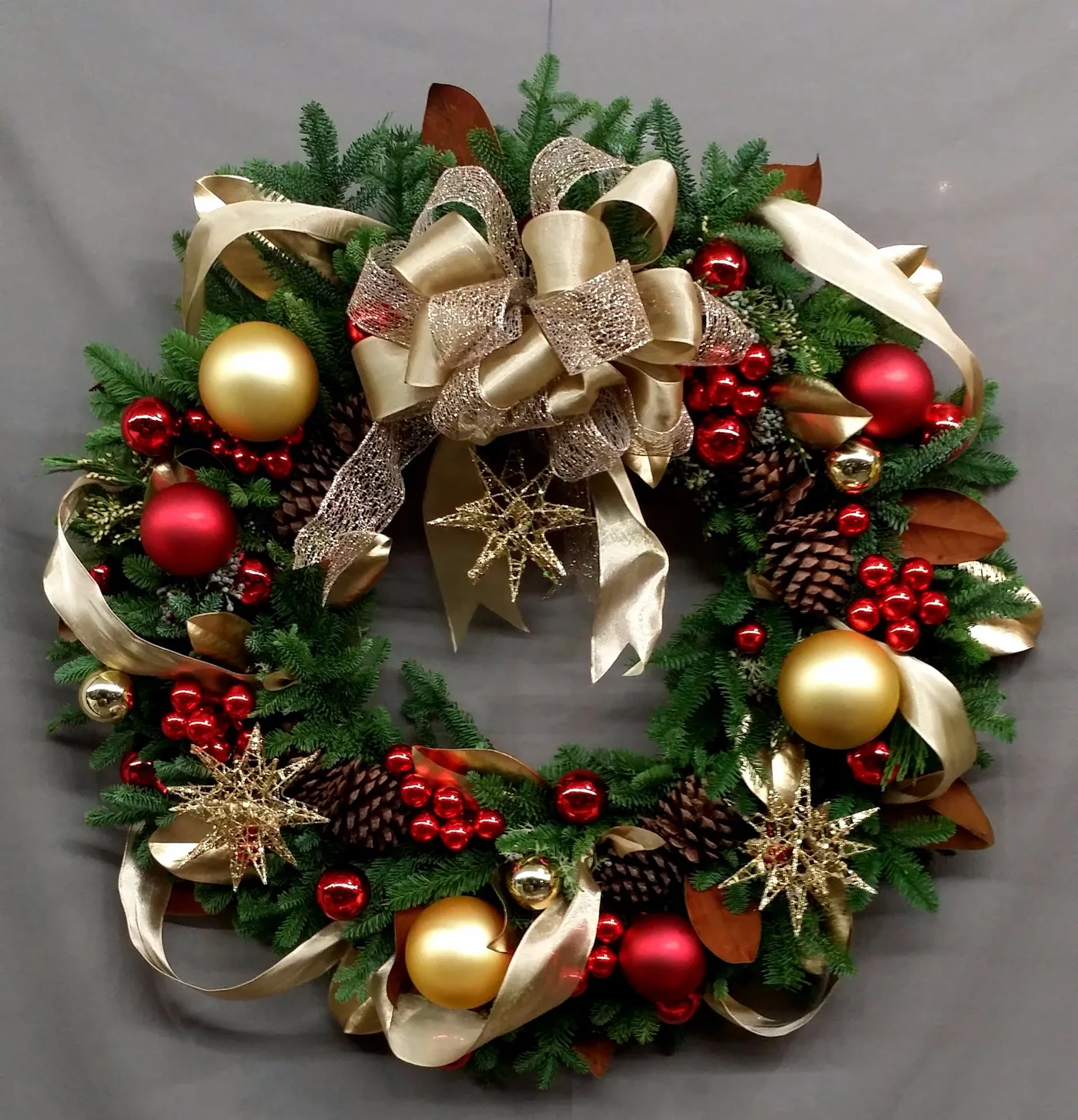 26″ Evergreen Holiday Wreath with Berries, Ornaments and a Large Christmas  Wreath