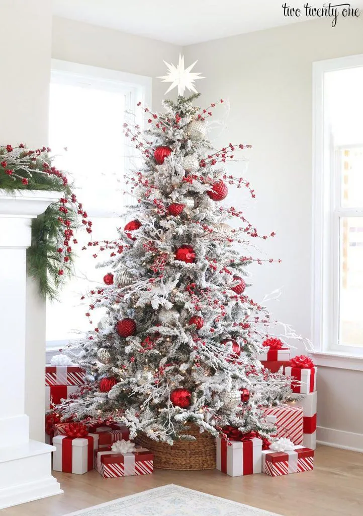 27 Flocked Christmas Tree Decorating Ideas That Will Charm You