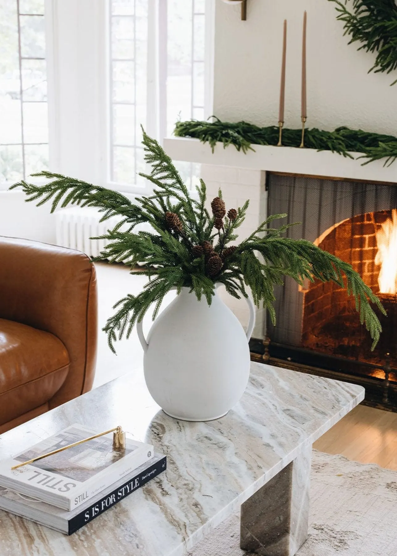 28' Faux Pine Cone Branch Stem