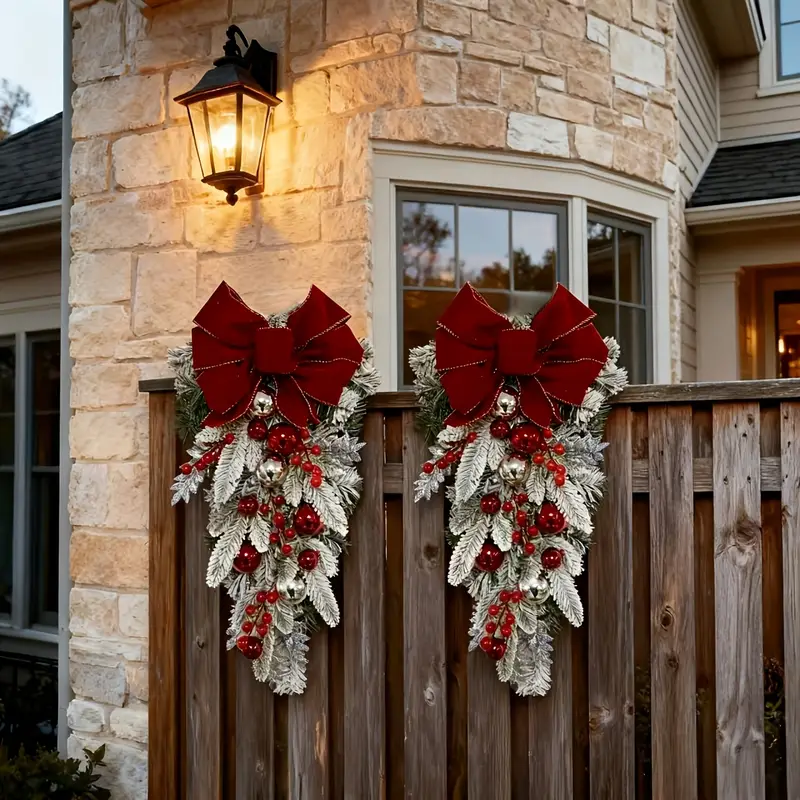 2pcs 3pcs flocked upside christmas wreaths style 60cm - Temu Qatar