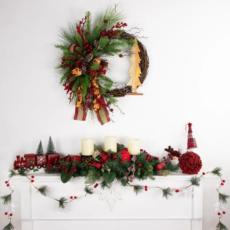 3'' in. Lighted Faux Holly, Berry Garland