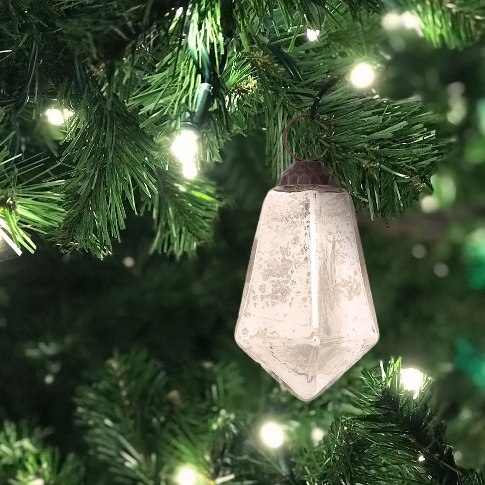 3' Silver Kayla Mercury Glass Teardrop Ornament Christmas Tree Decorat - Luna Bazaar | Boho & Vintage Style Decor