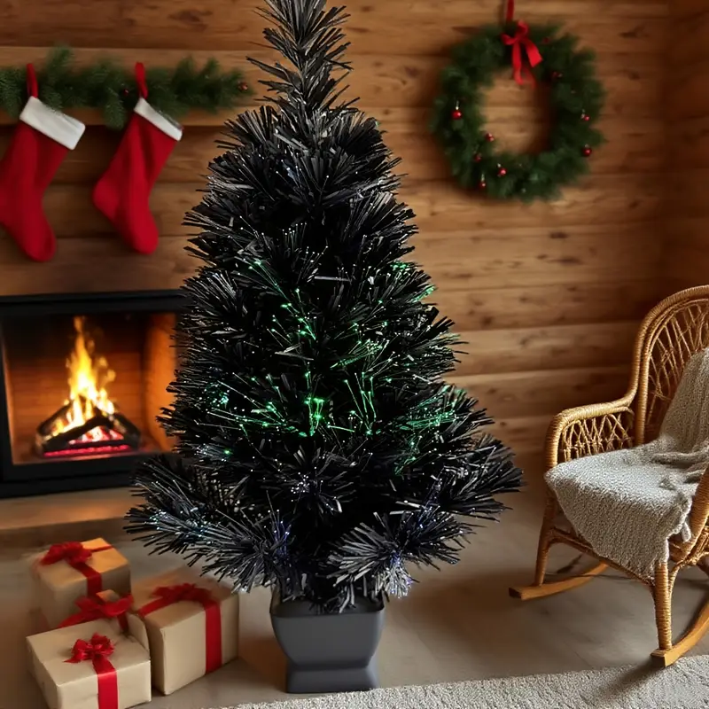 32 inch fiber optic artificial black christmas tree pre - Temu Mauritius