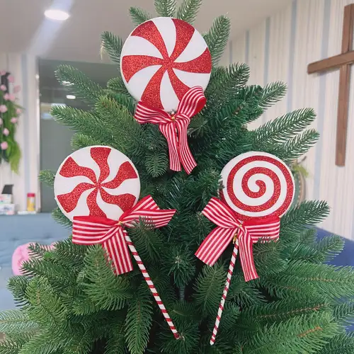 3pcs Christmas Ornament Set, Christmas Tree Candy Hanging Decorations,  Christmas Tree Decorations, Large Red Lollipop Christmas Ornaments,  Suitable for * * Decorations, Christmas, Halloween, Home ..