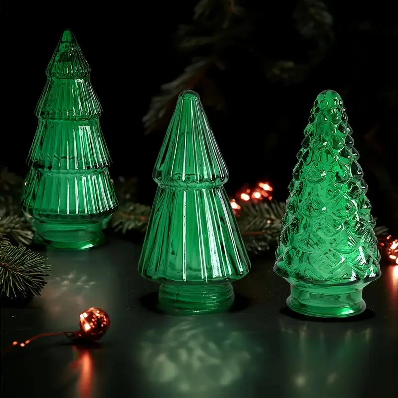 3pcs elegant glass crystal christmas tree figurines - Temu